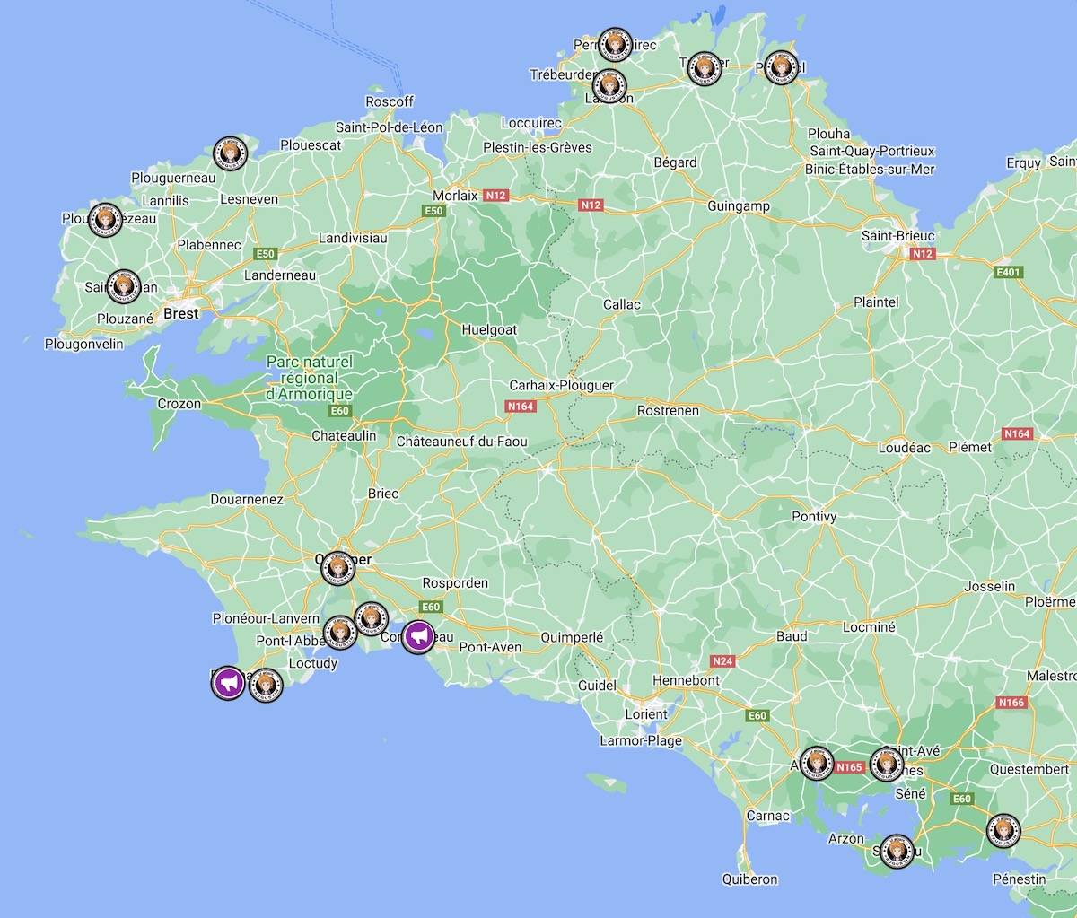 Carte de la tournée de dédicaces de Christiane Angibous-Esnault